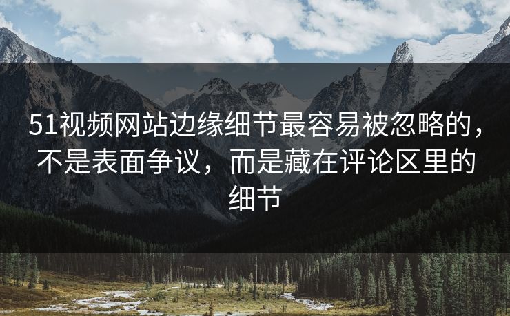 51视频网站边缘细节最容易被忽略的，不是表面争议，而是藏在评论区里的细节